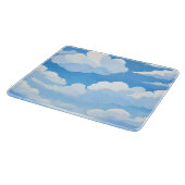 雲に満ちた空 | 水彩画の青空の絵 カッティングボード (角)