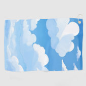 雲に満ちた空 | 水彩画の青空の絵 ゴルフタオル (横)