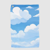 雲に満ちた空 | 水彩画の青空の絵 ゴルフタオル (正面)