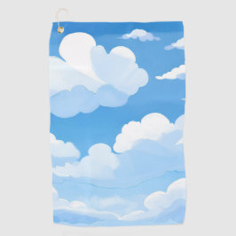 雲に満ちた空 | 水彩画の青空の絵 ゴルフタオル