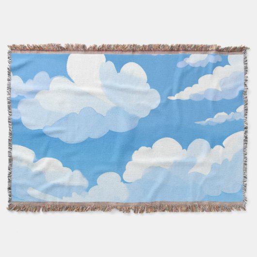 雲に満ちた空 | 水彩画の青空の絵 スローブランケット (正面)
