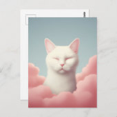 雲に隠れた白猫の眠り ポストカード (正面/裏面)