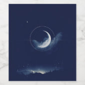 雲のあるミニマル三日月 ワインラベル (シングルラベル)