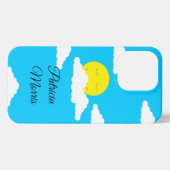 雲のある笑顔の太陽:ターコイズ iPhoneケース (裏面横)