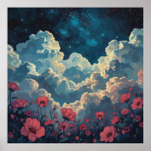 雲のある花畑
