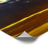 雲のある赤オレンジ色の夕日 ポスター (角)