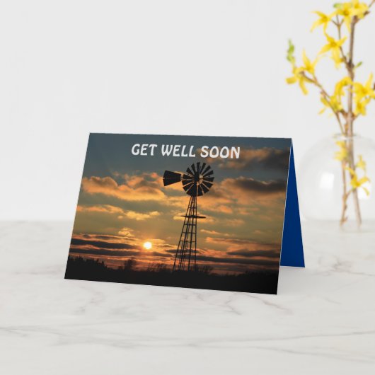 雲のある風車の夕日よくカードを取得 カード (黄色い花)