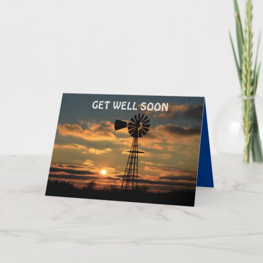 雲のある風車の夕日よくカードを取得 カード (正面)