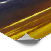 雲のある黄色い青のムーディースサンセット ポスター (角)