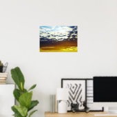 雲のある黄色い青のムーディースサンセット ポスター (ホームオフィス)