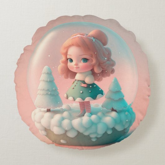 雲のおもしろい装飾用クッションの小さな人形 ラウンドクッション (正面)
