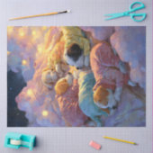 雲のお洒落中で子犬パジャマを分離 薄葉紙 (クラフト)