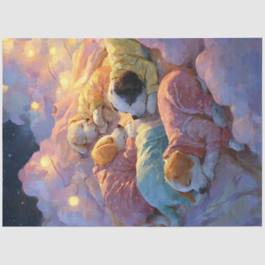 雲のお洒落中で子犬パジャマを分離 薄葉紙 (正面)