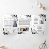 雲のお祝いの人生の写真の死亡月 三つ折り招待状 (内部)