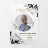 雲のお祝いの人生の写真の死亡月 三つ折り招待状 (カバー)