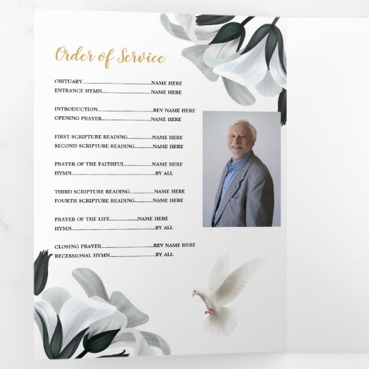 雲のお祝いの人生の写真の死亡月 三つ折り招待状 (内部最初)