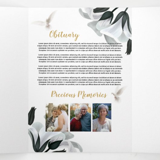 雲のお祝いの人生の写真の死亡月 三つ折り招待状 (内部中)