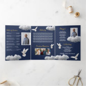 雲のお祝いの人生の写真撮影Obituary Tri fold 三つ折り招待状 (内部)