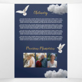 雲のお祝いの人生の写真撮影Obituary Tri fold 三つ折り招待状 (内部中)