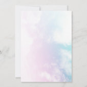 雲のような淡いピンクとブルーのパステルカラーが可愛らしい 女の子？それとも男の子？性別発表 招待状 (裏面)