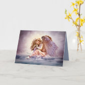 雲のエンジェルグリーティングカード カード (黄色い花)