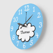 雲のオブジェ オーダーメイド名前入り ラージ壁時計 (傾斜)