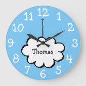 雲のオブジェ - 名前入り ラージ壁時計 (正面)
