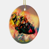雲のオートバイの競争を燃やすスポーツ セラミックオーナメント (右)