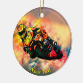 雲のオートバイの競争を燃やすスポーツ セラミックオーナメント (左)