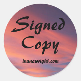 雲のカラフル日の出の写真URL付き署名済みコピー ラウンドシール