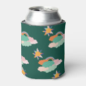 雲のカラフル虹のシームレスなパターン 缶クーラー (缶正面)