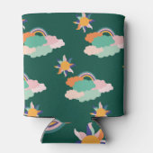 雲のカラフル虹のシームレスなパターン 缶クーラー (裏面)