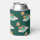 雲のカラフル虹のシームレスなパターン 缶クーラー (缶裏面)