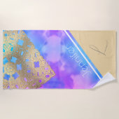 雲のキスのセレニティ：ゴールデンレースビーチタオル ビーチタオル (正面)