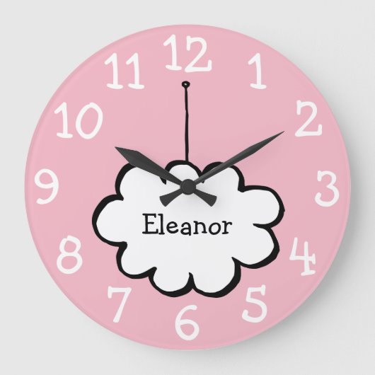 雲のストリング ネーム ラージ壁時計 (正面)
