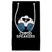 雲のスピーカー 面白い天気の駒 ダークBG スモールペーパーバッグ (正面)