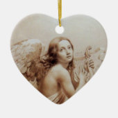 雲のハート上のLYRAを演じる天使 セラミックオーナメント (正面)