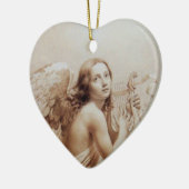 雲のハート上のLYRAを演じる天使 セラミックオーナメント (左)