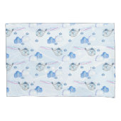 雲のパターンの青いヘリコプター 枕カバー (正面)