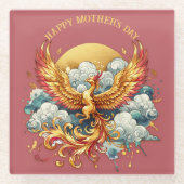 雲のフェニックス幸せな母の日 | ガラスコースター (正面)