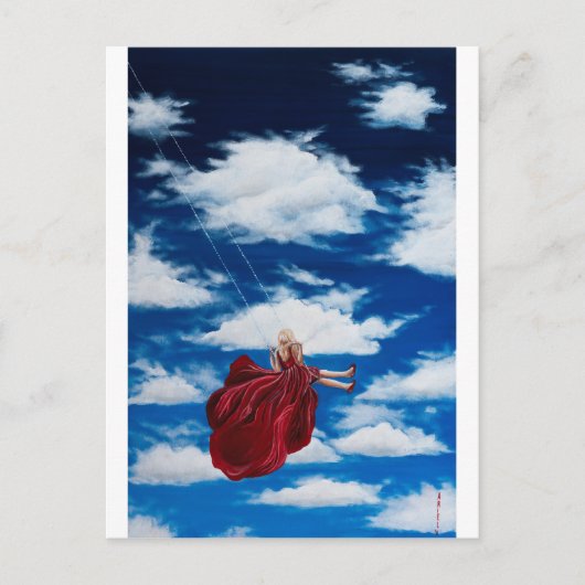 雲のブランコに乗る少女 ポストカード (正面)