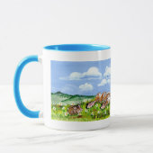 雲のマグを見ている楽しいバニーウサギ マグカップ (左)