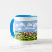 雲のマグを見ている楽しいバニーウサギ マグカップ (正面左)