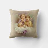 雲のヴィンテージの守り神の天使のベビー クッション (裏面)