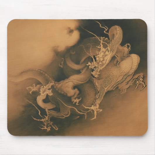 雲のヴィンテージの2つのドラゴン マウスパッド (正面)