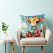 雲の上でくつろぐかわいいキャラクターの赤ちゃんキリン クッション (椅子)