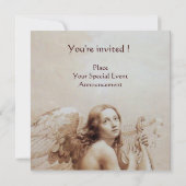 雲の上でリラを弾く天使のモノグラム 招待状 (裏面)