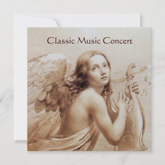 雲の上でリラを弾く天使のモノグラム 招待状 (正面)