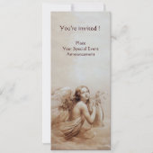 雲の上でリラを弾く天使、イニシャル ゴールド 招待状 (裏面)