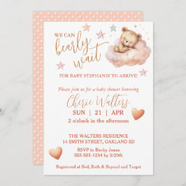 雲の上で寝ている女の子テディベアbearly待つ 招待状